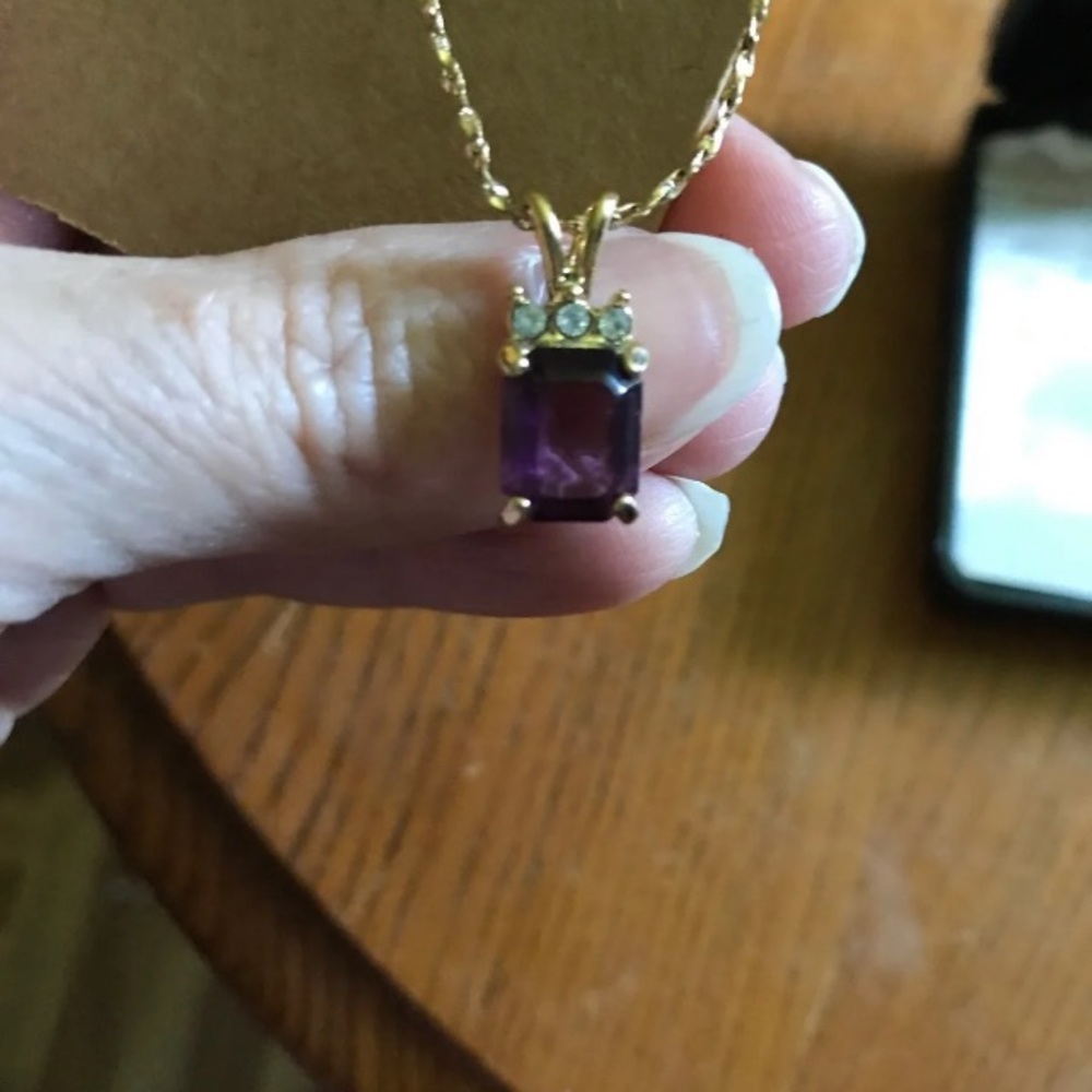 Amethyst & Rhinestone Necklace - Picture 2 of 4